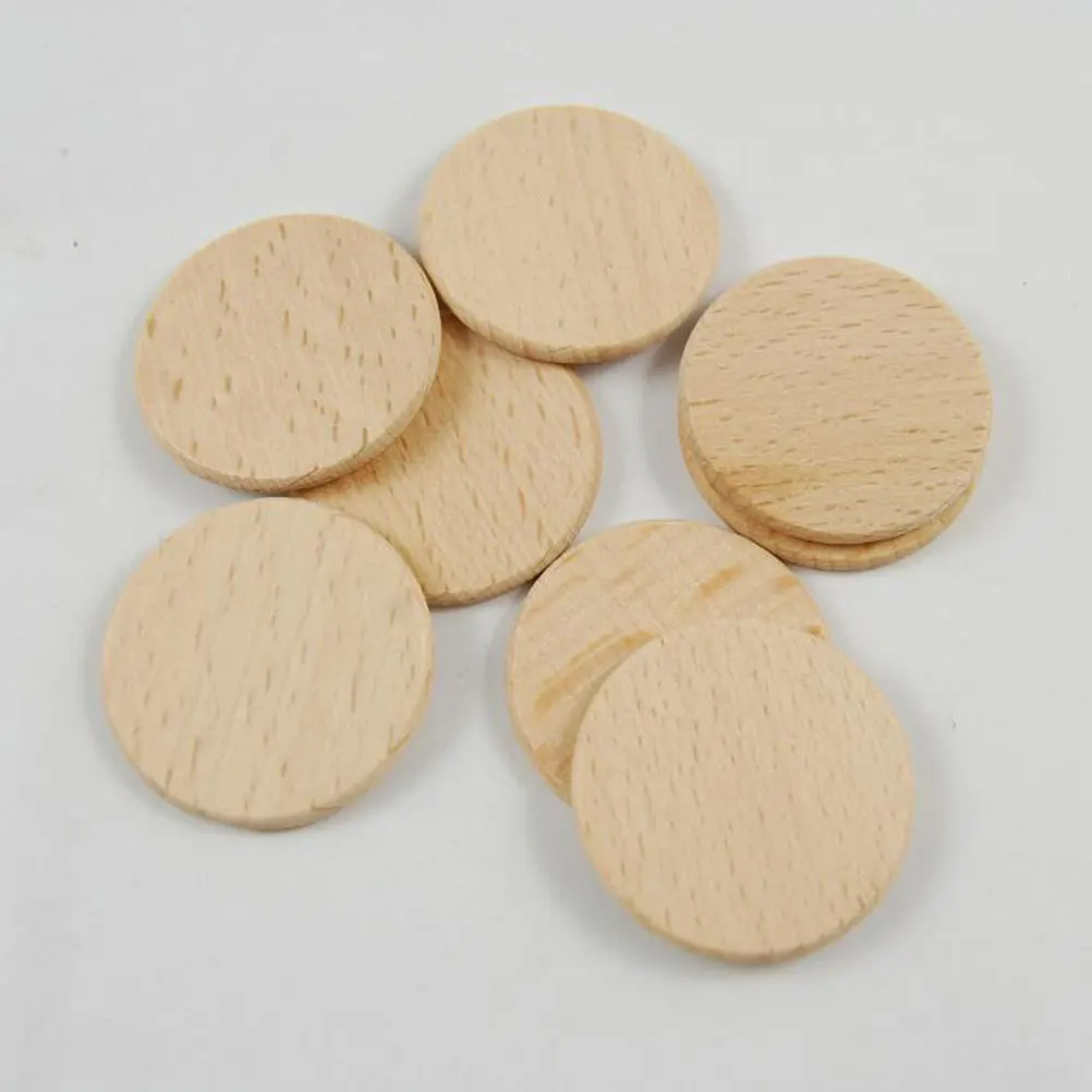 

50Pcs Beech Wood Round Discs Thick Solid Smooth Surface Natural Grain DIY Painting Carving Jewelry Craft Supplies