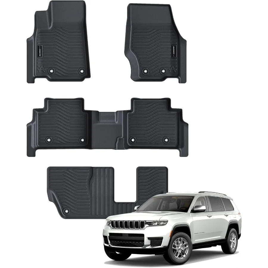 سجادات أرضية لجميع الأحوال الجوية لمقعد جيب جراند شيروكي L 7 مع مقعد من الصف الثاني 20212024 2025 بطانات مطاطية TPE لجميع المواسم P