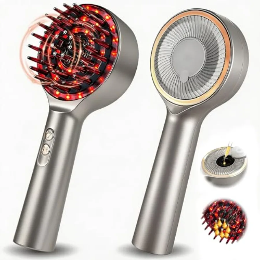 

Массажер для кожи головы 3 в 1 - 360 ° Электрический массажер для кожи головы с аппликатором для масла, водонепроницаемый IPX7, для дома и путешествий, серебристый