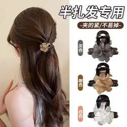 1 Camellia 2024 new small clip Female Princess hair half tie hair clip side clip side shark clip headpiece