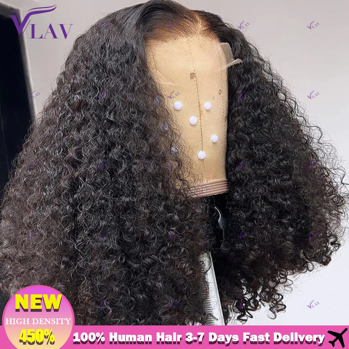 Glueless Wigs 450 Density Kinky Curly 360 Full Lace Wig 13×6 HD Lace Frontal Wig 360 HD Transparent Lace Preplucked Wear And Go