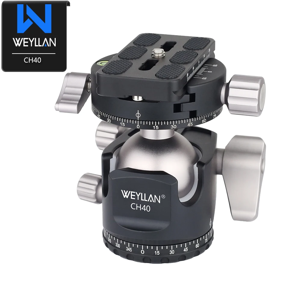 CH40 Low Profile Tripod Ball Head Damping Fine Tune Panoramic ballheads Lower Gravity Center Smooth Operation High Build Quality