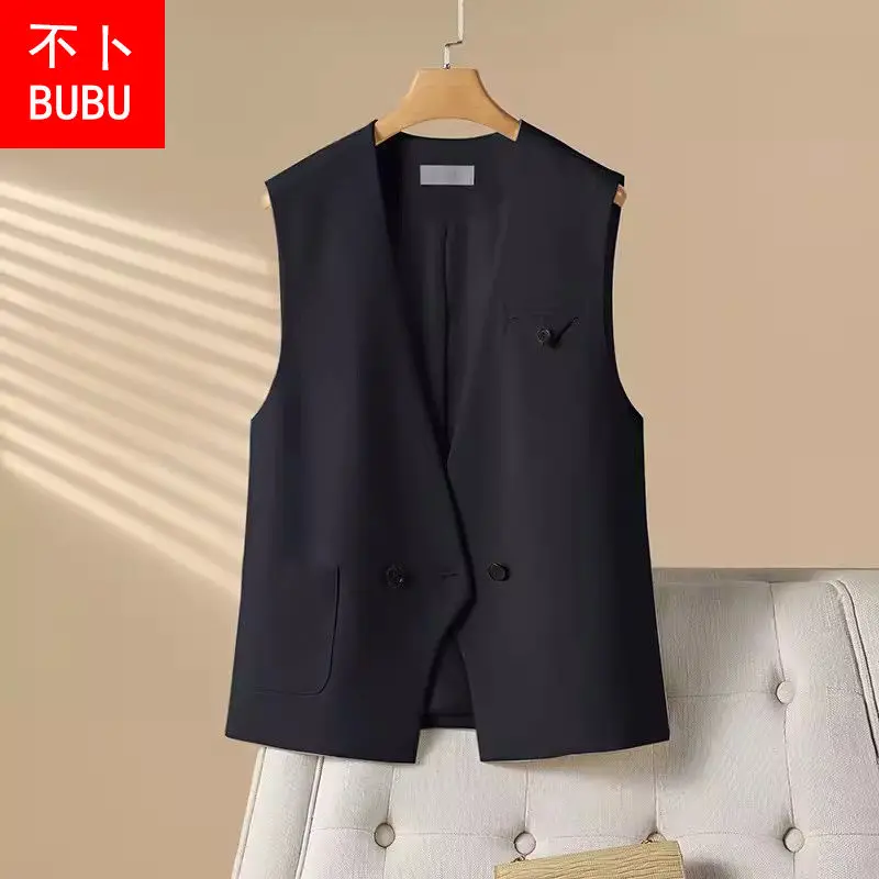 Spring And Autumn Style Suit Vest Fashion Korean Version Loose Casual V-neck Versatile Vest Shoulder Jacket