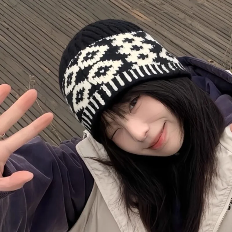 جديد الكورية يندبروف صياد قبعة Coldproof الدافئة قبعة صغيرة محبوكة مع حماية الأذن ريترو ستايل الخريف الشتاء قبعة للرجال النساء #3
