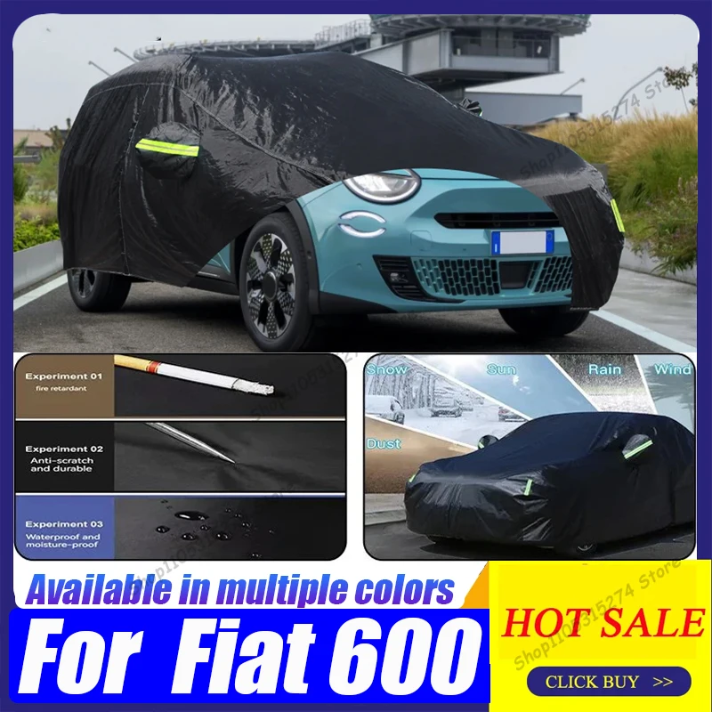 Full Car Covers Outdoor Sun Protection Cover for Car Reflector Dust Rain Snow Protective For Fiat 600 Abarth 600e 2023-2026