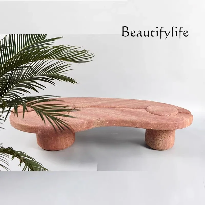 

DS Modern Natural Cave Stone Coffee Table Designer Villa Living Room Home Wabi Sand Wind Red Cave Stone Coffee Table