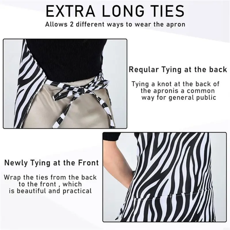 A0KE Washable Leopard Print Apron Adjustable Neckband Stainproof Protective Apron