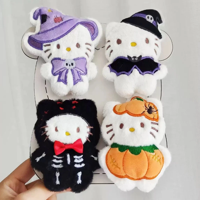 Nouveau mignon chaton en peluche porte-clés dessin animé Halloween drôle croix Dressing poupée voiture suspendus décoration Couple sac à dos en peluche pendentif