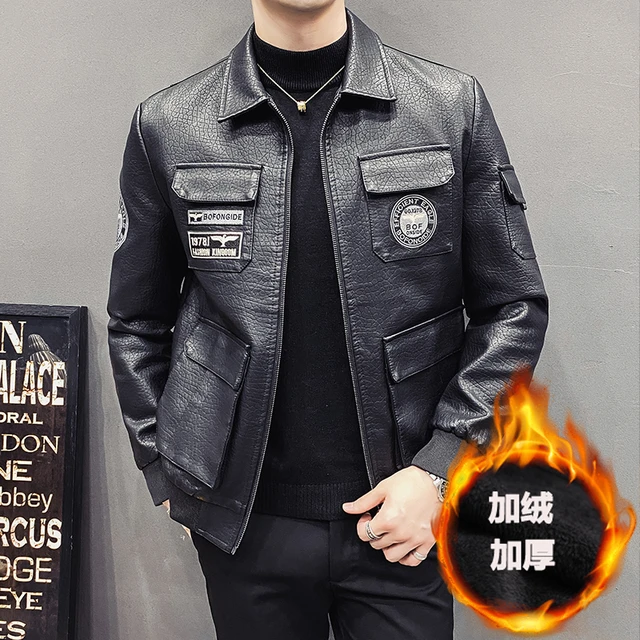 Men s Winter Leather Jacket Leather Biker Jacket Men s Winter Coats 2023 New Men s Aliexpress