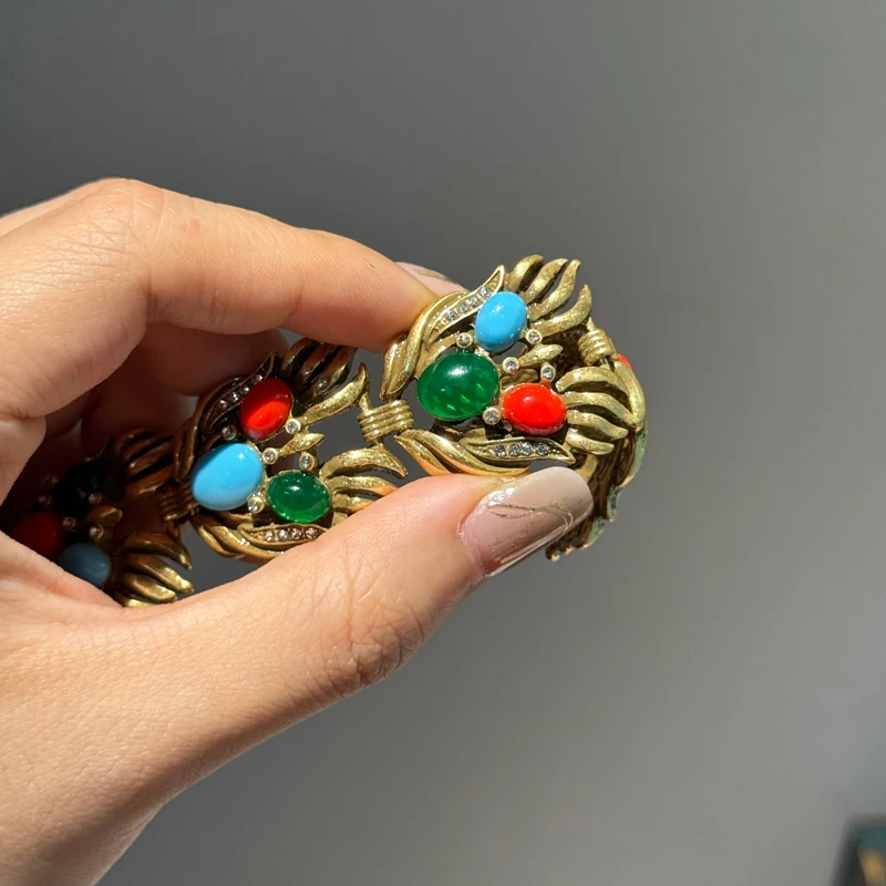 

Colorful Glazed Vintage Charm Bracelets For Girls 2026 Antique Gold Plated New Jewelry Luxury Retro Appointment Art Decos