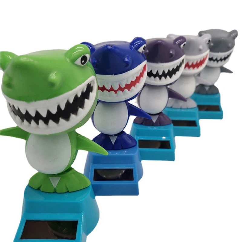 Funny Solar Shark Figurine Swing Shaking Doll Car Dashboard Ornaments Bobblehead Toys Ornaments Powered Animal Desktop Figures