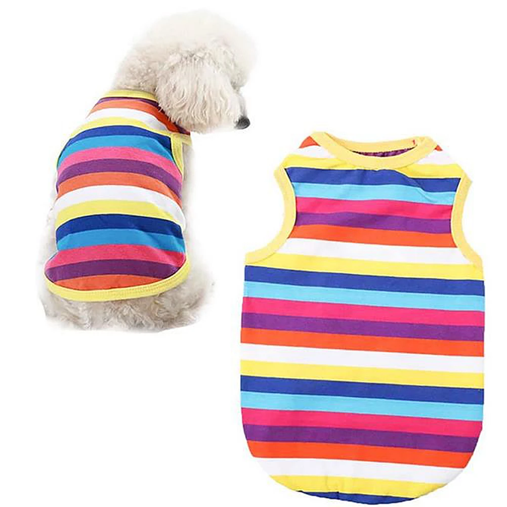 

Rainbow Stripes Dog Vest Colorful Printing Pet Costume Small Medium Breed Puppy Clothing Cute Outfits Stylish Design