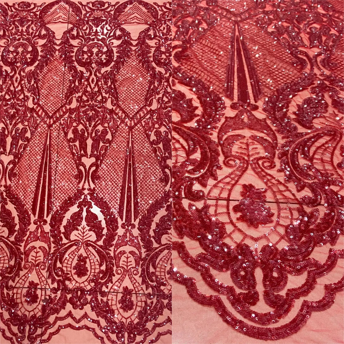 

Роскошная ярко-красная кружевная сетчатая ткань с блестками и вышивкой, шитье свадебного платья, вечернее платье, банкетное платье, ткань «сделай сам»