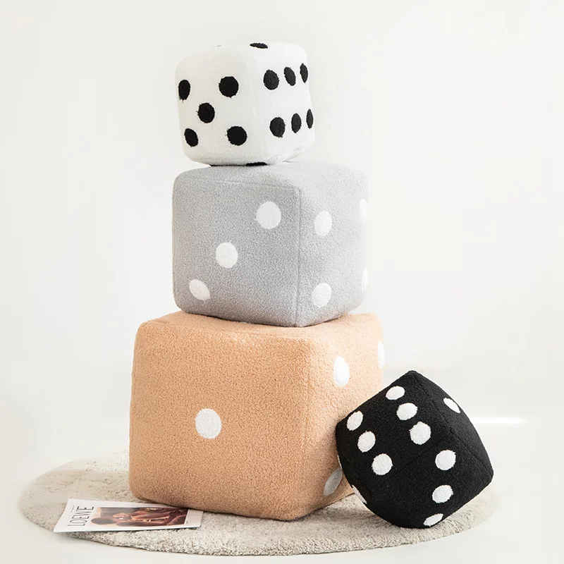 Hot Creative Funny Simulation Dice Plush Pillow Cubic Cube Pendant Dolls Stuffed Soft Sofa Back Cushion Home Decor