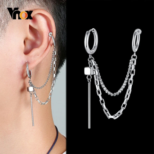 Earrings connected fashion with chain