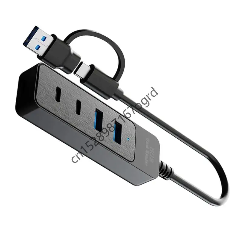 Multifungsi USB Splitter Hubs 1x USB3.0 1x USB2.0 2x Tipe C Port Konektivitas Meningkatkan Konektivitas untuk Rumah Kantor 634a