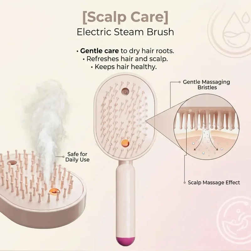 Electric Steam Hair Brush Comb&Mist Function Simultaneously Stronger Ion Technology Less Breakage No Residue for Beautiful Hair