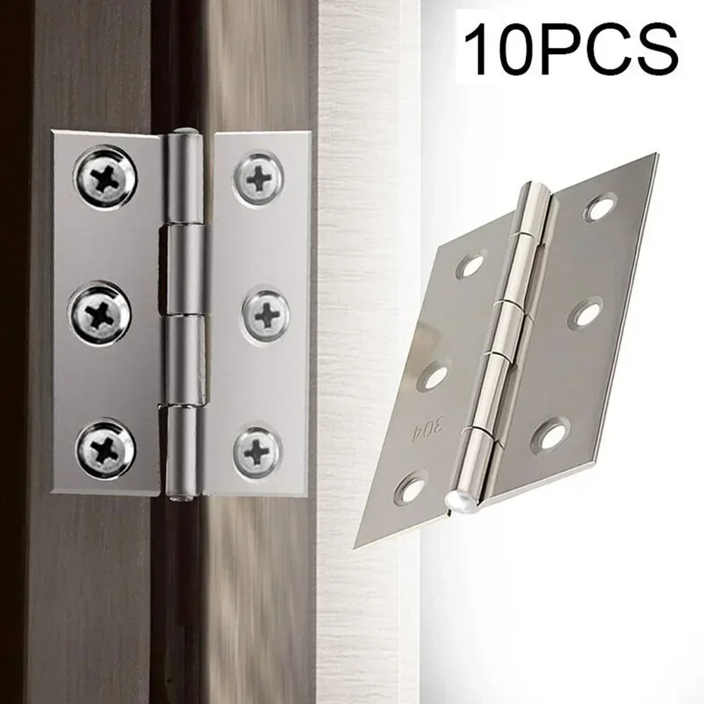 

10X Door Hinges Door Connector Drawer 6 Holes Hardware Furniture Bookcase Window Cabinet Stainless Steel Hinges