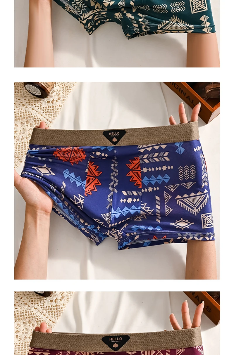 1 stücke männer Unterwäsche Eis Seide Boxer Shorts Plus Größe 6XL Unterhosen Atmungsaktiv Sexy Dünne Höschen Drucken Dessous Großhandel 5803 – Detail 14