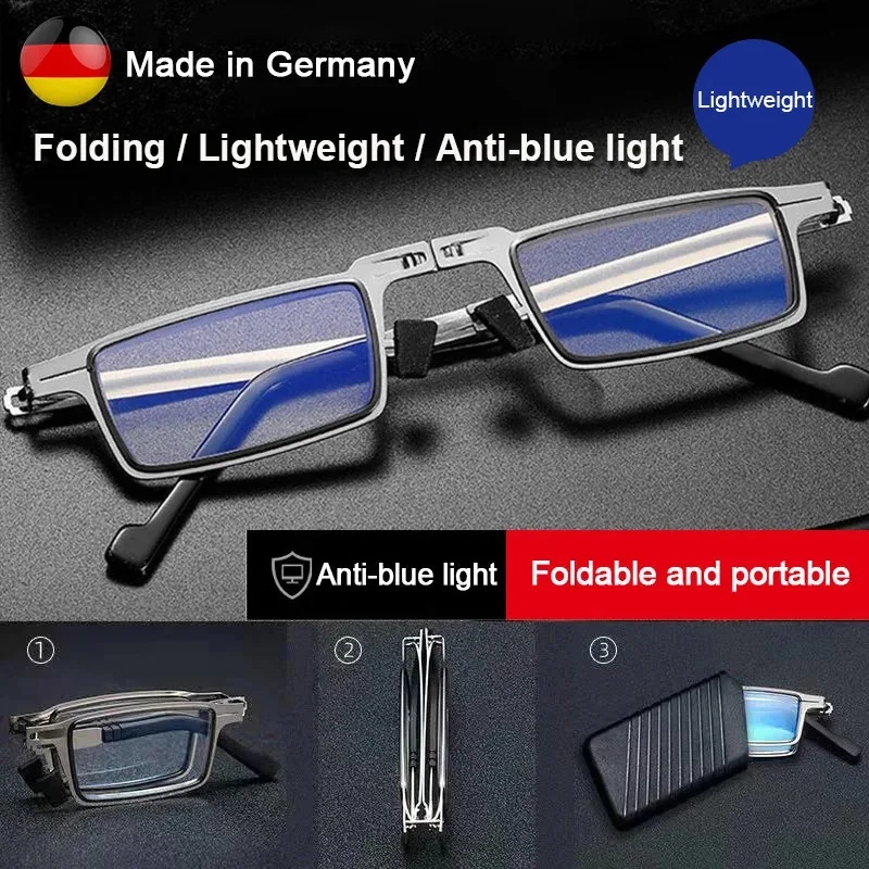 Stainless steel folding glasses for middle-aged and elderly men comfortable stylish