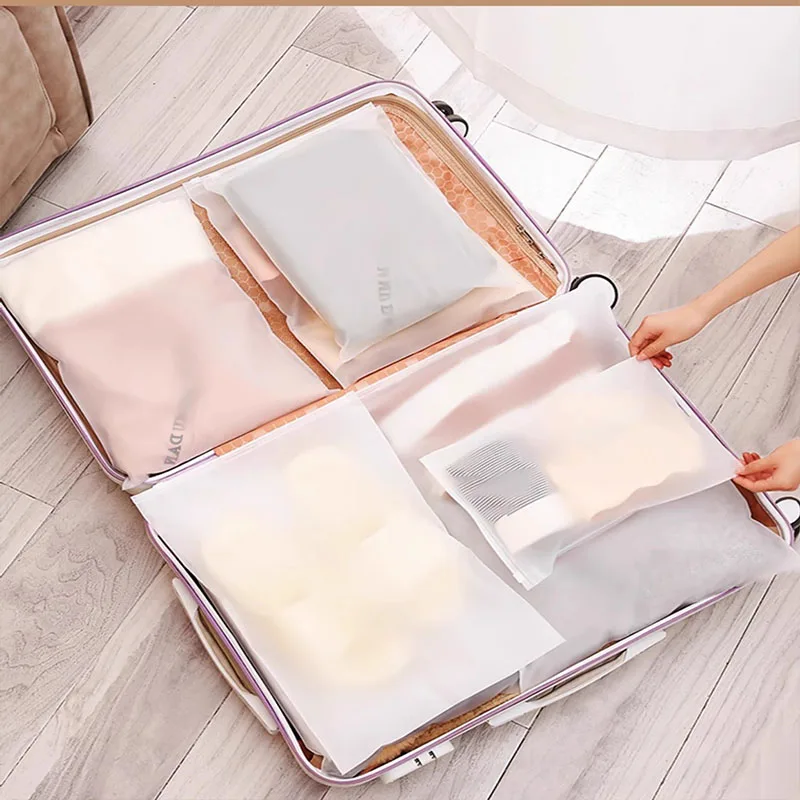 

10PCS Waterproof Storage Bags Set Transparent PE Luggage Organizer for Underwear Shoes Thick Sealed for Travel Moving