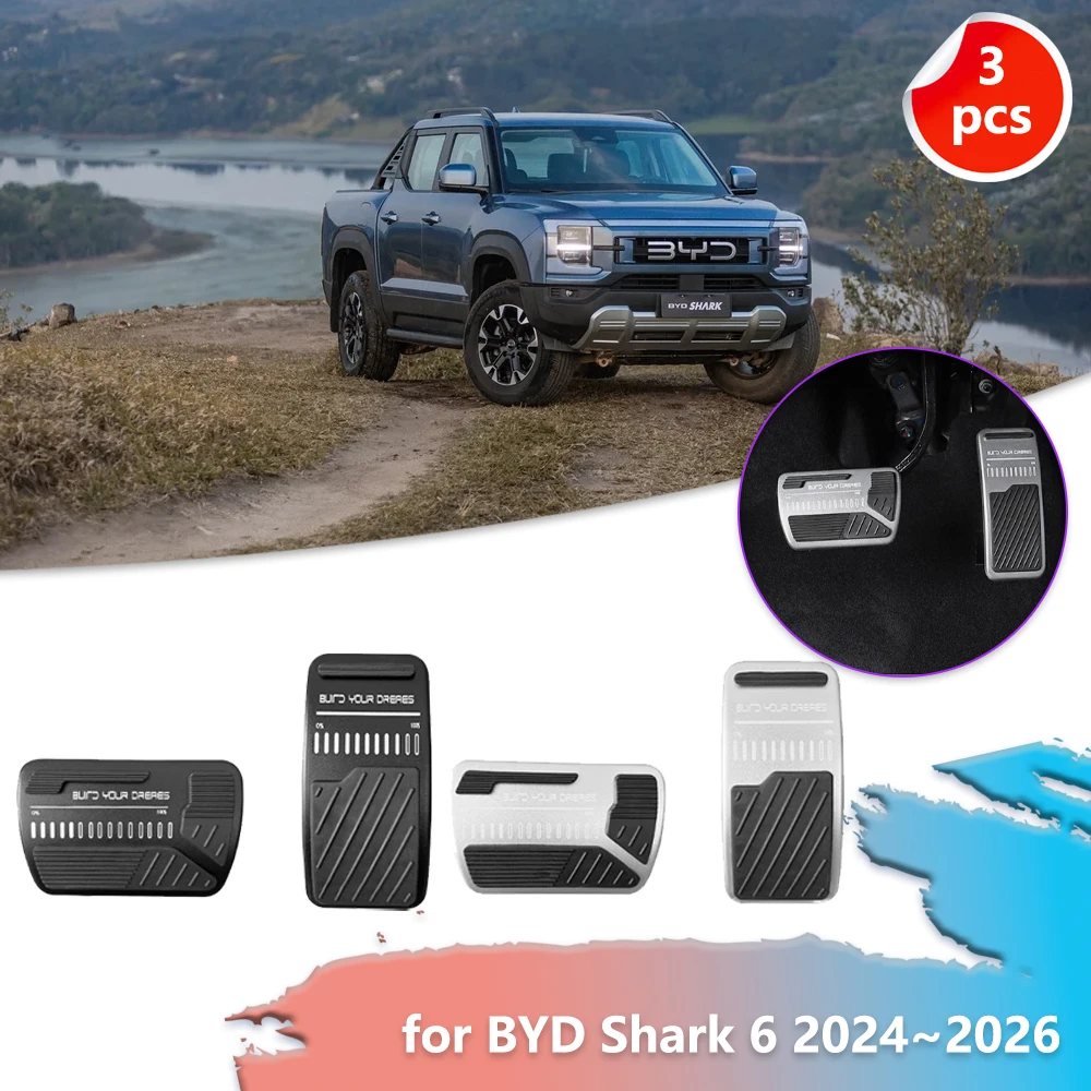 

Car Gas Brake Pedal for BYD Shark 6 2024~2026 2025 Rubber Anti-Slip Alloy No Drilling Footrest Foot Cover Pad Styling Accessorie