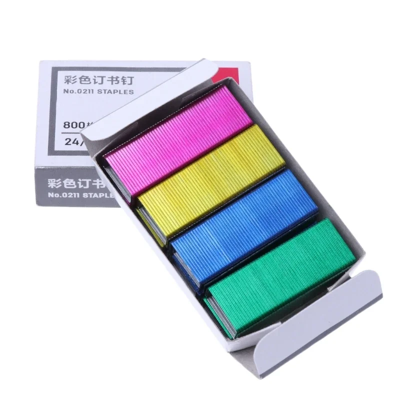 800Pcs/Box 12mm Creative Colorful Metal No.12 24/6 Binding Stapler Office Binding Supplies School Stationary