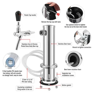 Beer Tower, Único Faucet Beer Kegerator Dispenser, 3-Polegada Column Homebrew Draft Beer Dispensing, com Kit de Instalação Completa 12 principais vendas coluna cerveja - №11