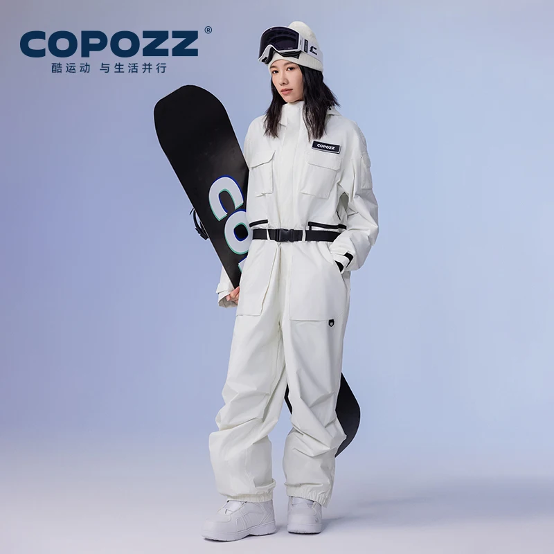 2024 COPOZZ hombres mujeres mono de esquí de una pieza deportes al aire libre monos de Snowboard impermeable traje de esquí de invierno mono con capucha