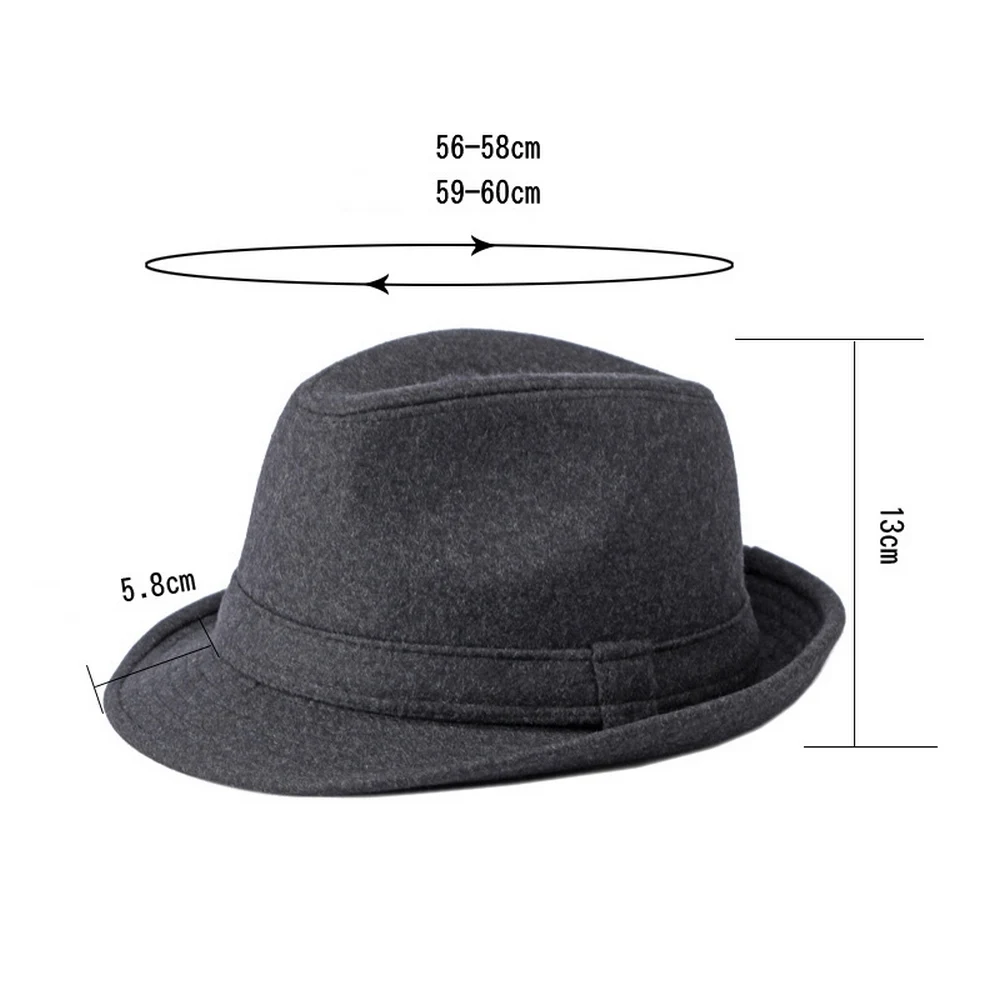 Autumn And Winter Men Gentleman Fedoras Solid Color Top Hat Woolen 56-60cm Small Brim British Style Casual LM0121