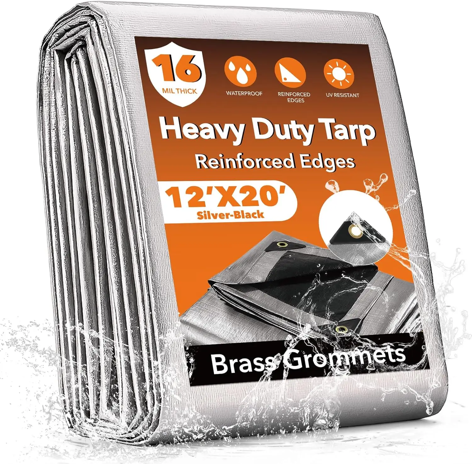 

12x20FT Heavy Duty Waterproof Tarp with Reinforced Edges, UV Blocking for Camping, Patio, Tent, Boat