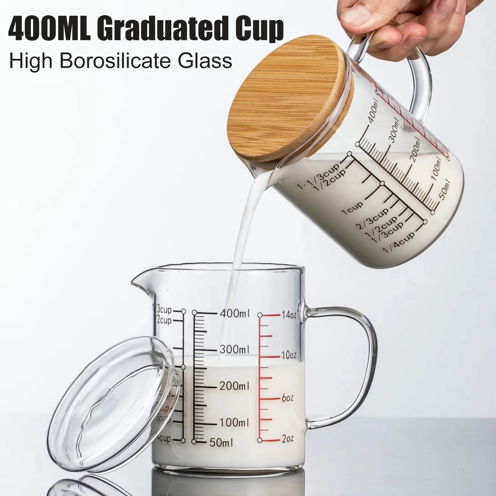 400 ML Glass Measuring Cup Household High Borosilicate Glass Cups Durable Graduated Cup  with Handle for Kitchen Measuring Tools