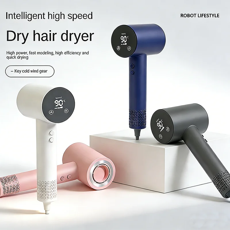 

Фен с отрицательными ионами, высокоскоростной (110000 об/мин), быстрая укладка, быстрая сушка, 4 регулируемые скорости, низкий уровень шума, LED-дисплей