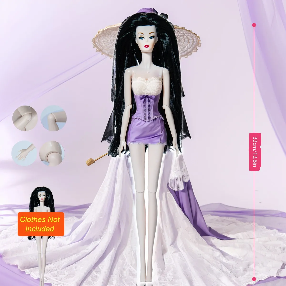 

12,6-дюймовая реалистичная коллекционная кукла BJD — модная модель куклы с шаровым шарниром и 12 шарнирами для рукоделия (без одежды)