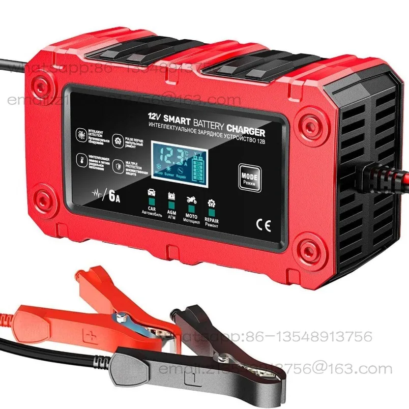 Motorcycle and car universal 12V6A lithium iron lead oxide battery charger, multi-battery mode with repair function