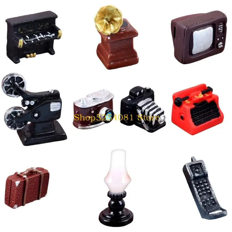 AXYC 2Pcs Miniature Home Appliance Figurines Dollhouses Retro Furniture Ornaments for DIY Dioramas Landscape Craft Accessories