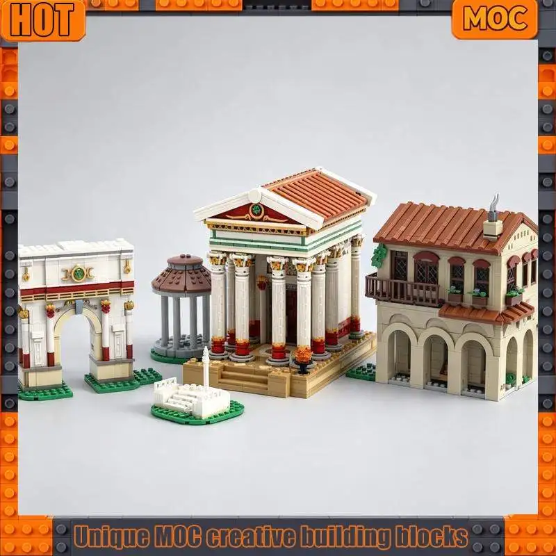 NEW 1768PCS MOC Roman Temple Ancient Architecture Model Building Blocks Creative DIY Assembly Educational Toy Gift Collection