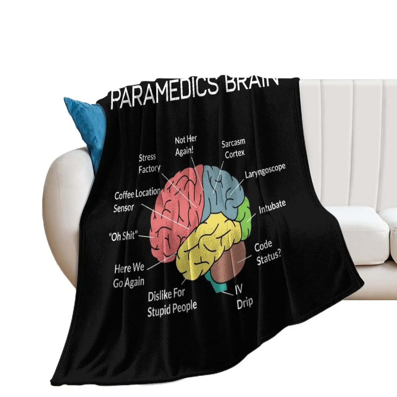 

Paramedics Brain Funny EMS EMT Paramedic Thin White Line Throw Blanket Cute Blankets For Bed Soft Big Blankets