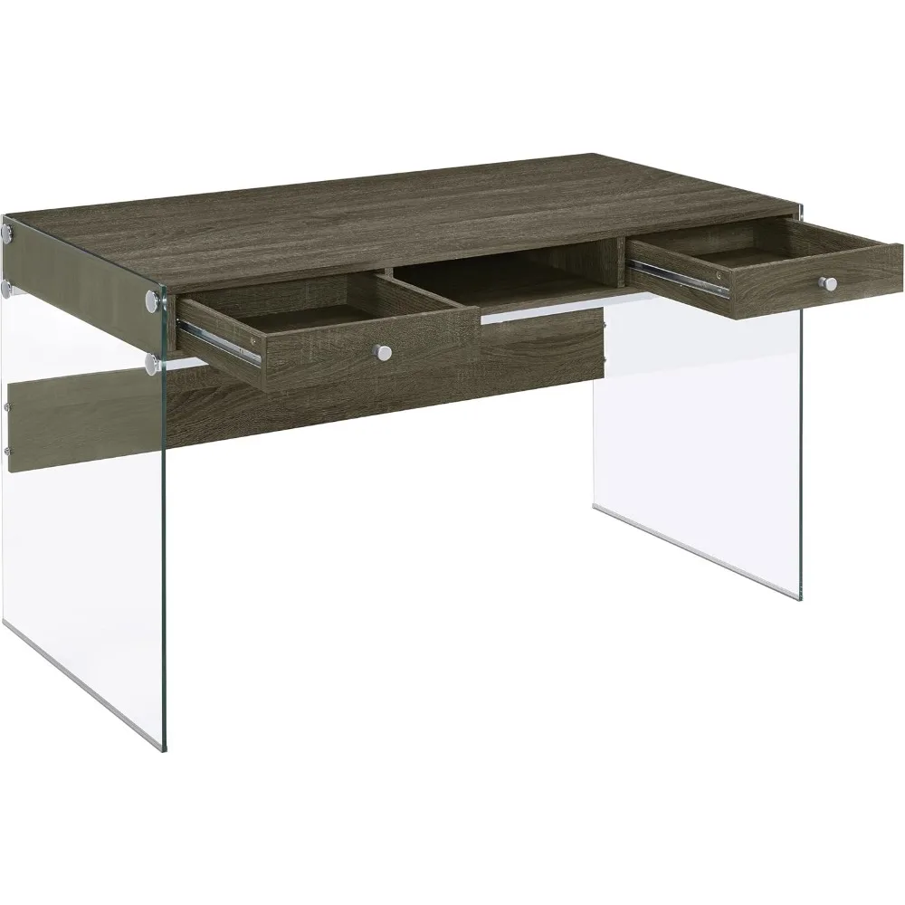 Mesa de escrita Dobrev de 48 polegadas com 2 gavetas cinza resistido 800818