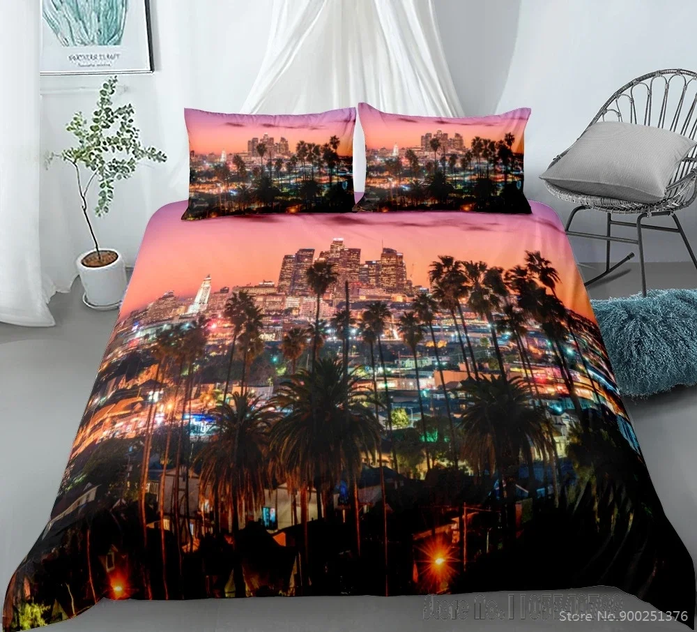 New York City Night View Love Child Duvet Cover Set HD Comforter Cover Bedclothes for Kids Bedding Sets Bedroom Decor