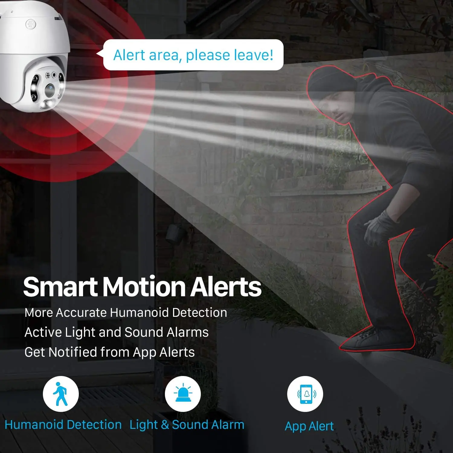 Pan/Tilt Outdoor Security Camera, 1080P Home WiFi IP Camera, Motion Detection Night Vision Waterproof CCTV Camera