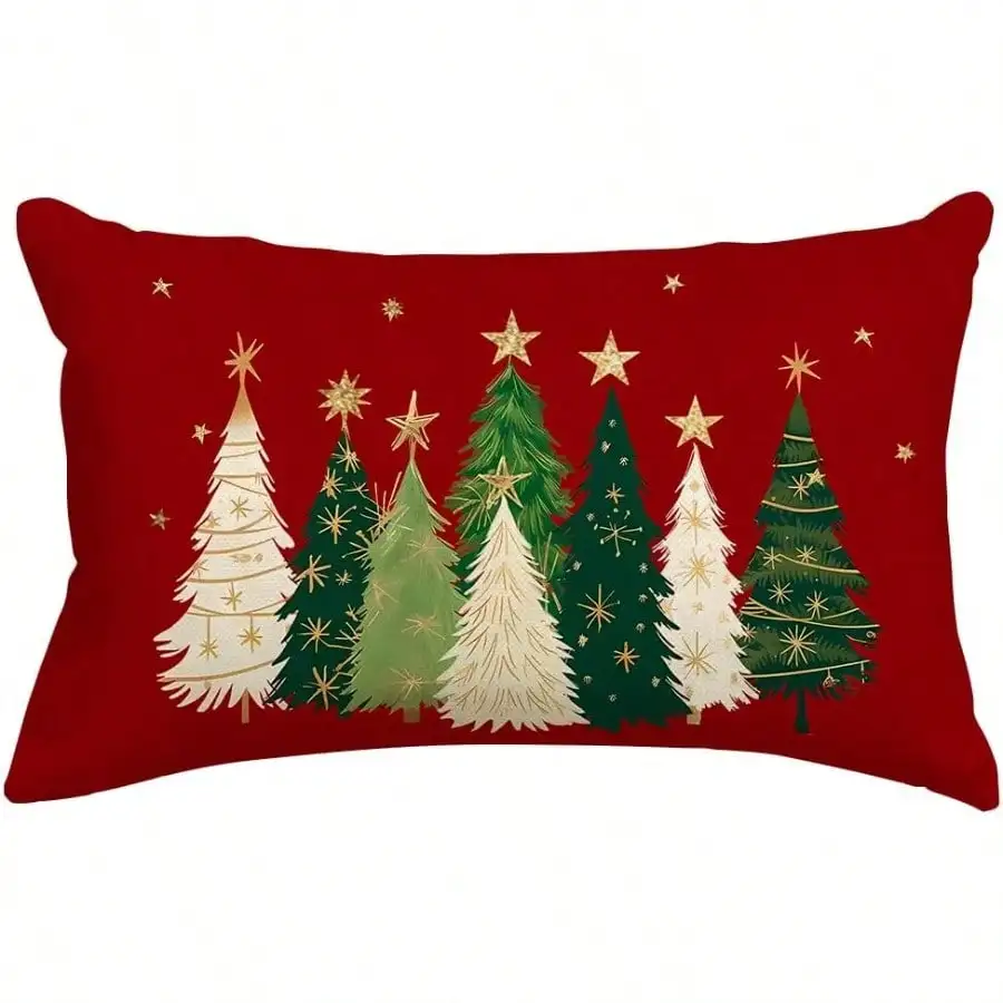 

12x20 акварельная наволочка для рождественской елки, красный праздничный декор