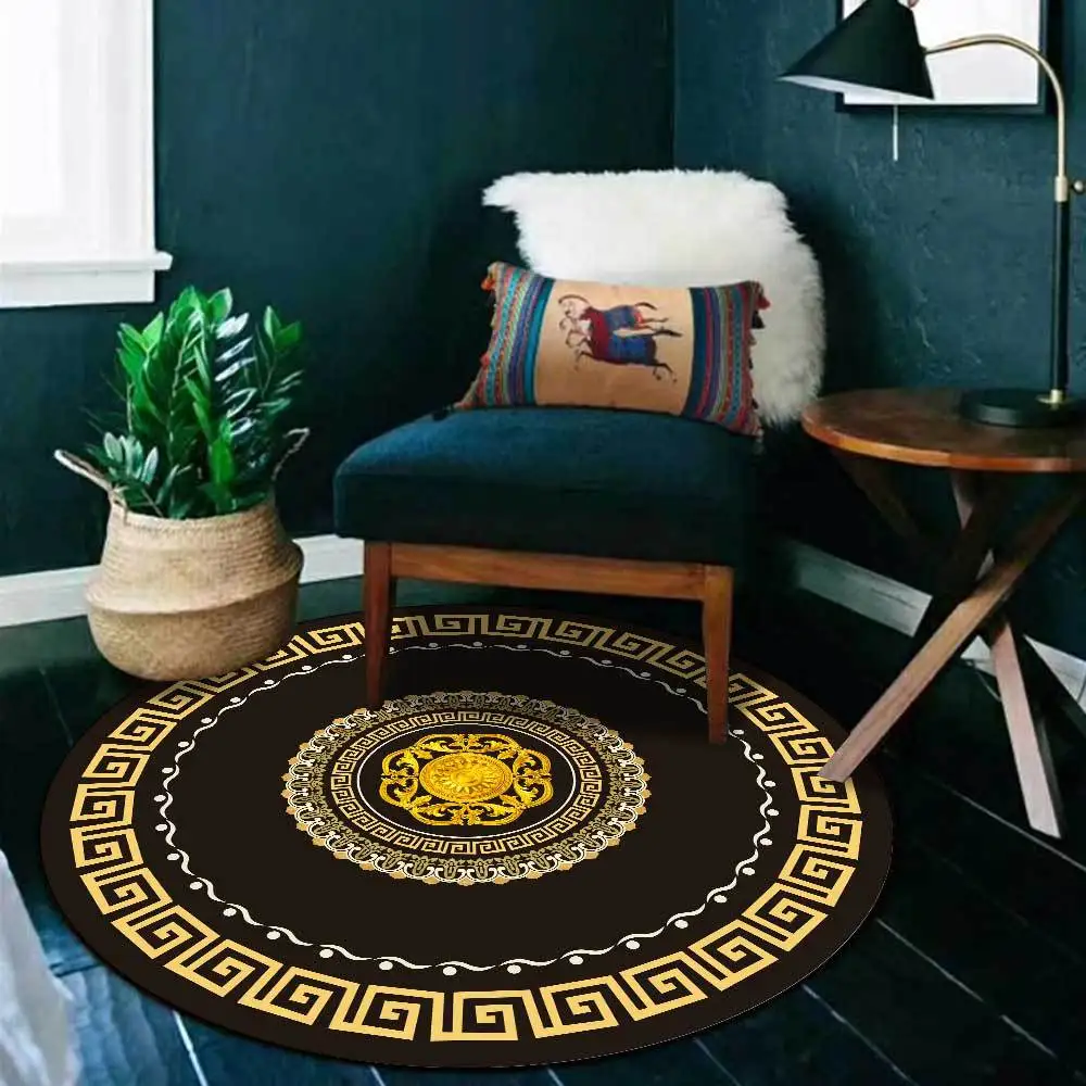 Luxury Brand Round Carpets for Living Room Bedroom Area Rugs Kitchen Bathroom Antiskid Floor Mat Home Bedside Decoration Carpet