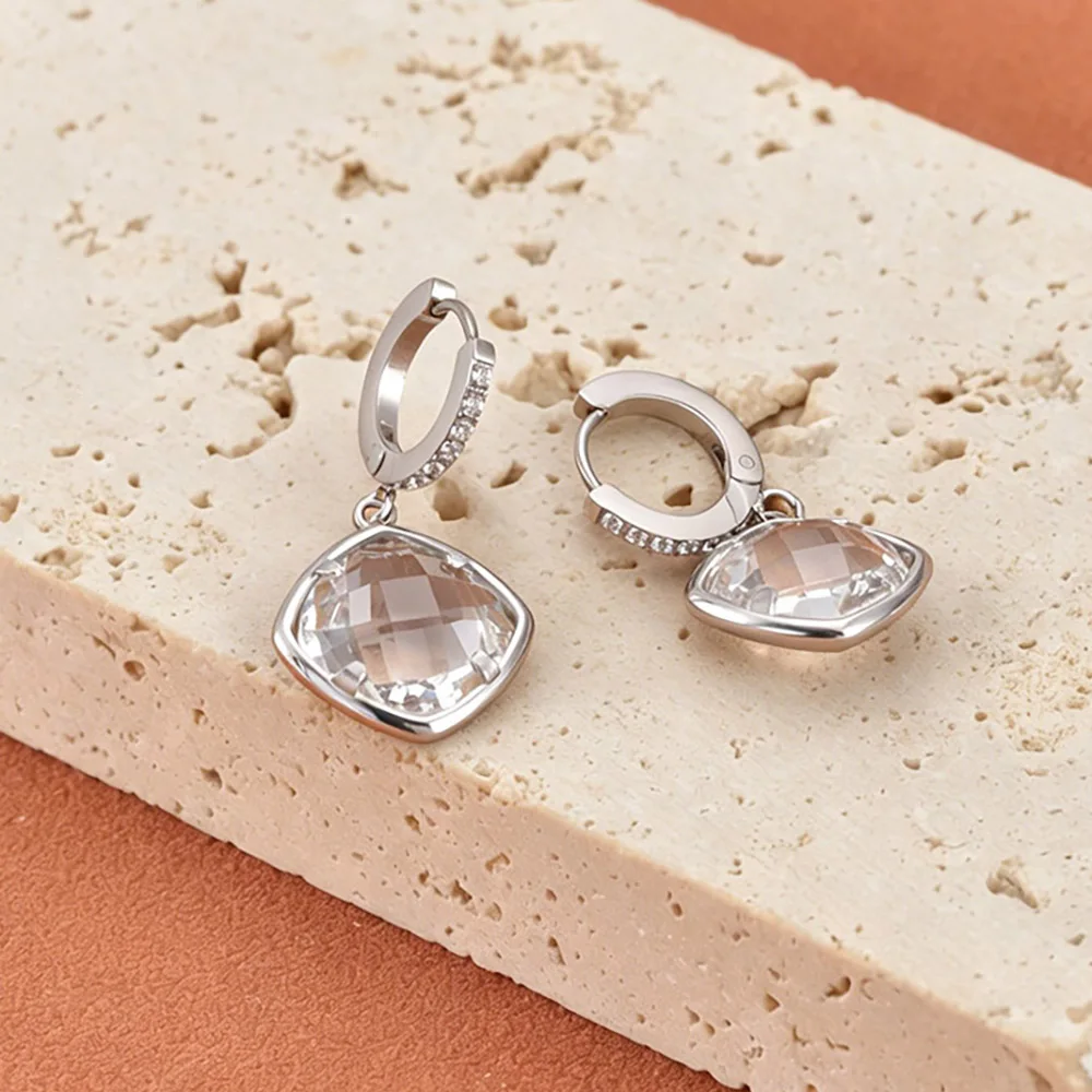 JeeMango Hochwertige runde Ohrringe aus tschechischem Glas aus Edelstahl für Damen, vergoldet, exquisiter Hochzeitsschmuck E26109 – Detail 14