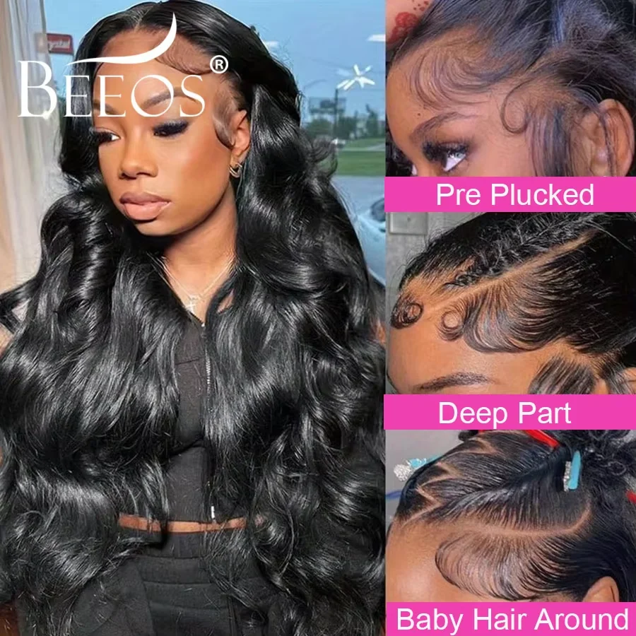 250% Density 32 34 Inch 13x6 Real HD Lace Frontal Wigs Ultra Fitted Human Hair Body Bleached Knots Brazilian Remy Hair For Women