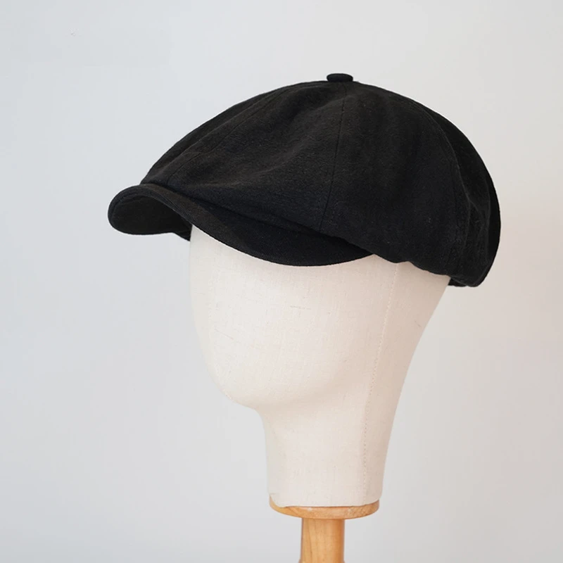 Chapeau octogonal de style britannique pour hommes, chapeau gavroche vintage, étiquette en métal, bord court, devant, beau gentleman décontracté