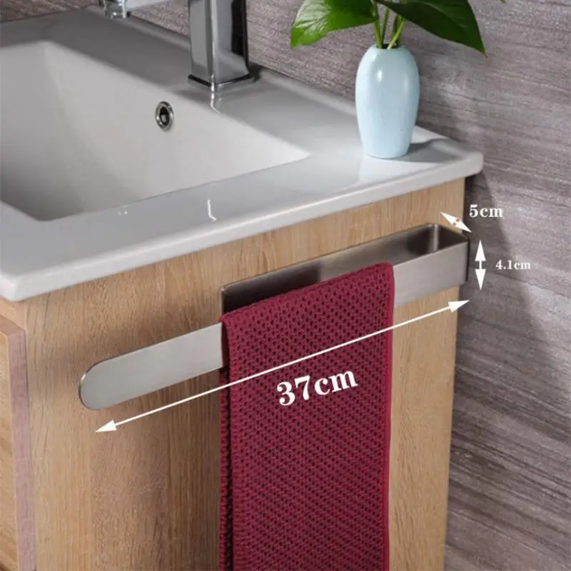 Screw-free Towel Rack 304 Stainless Steel Brushed Bathroom Rack Simple Bathroom Towel Rack Kitchen Towel Rack Self-adhesive Fix
