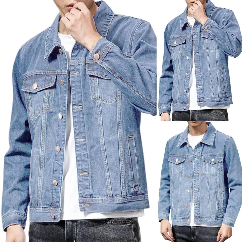 2024 Jacket Men\'s Casual Cotton Denim Jeans Masculina Slim Washed Retro Classic Blue Jeans Coat Male Men Clothing