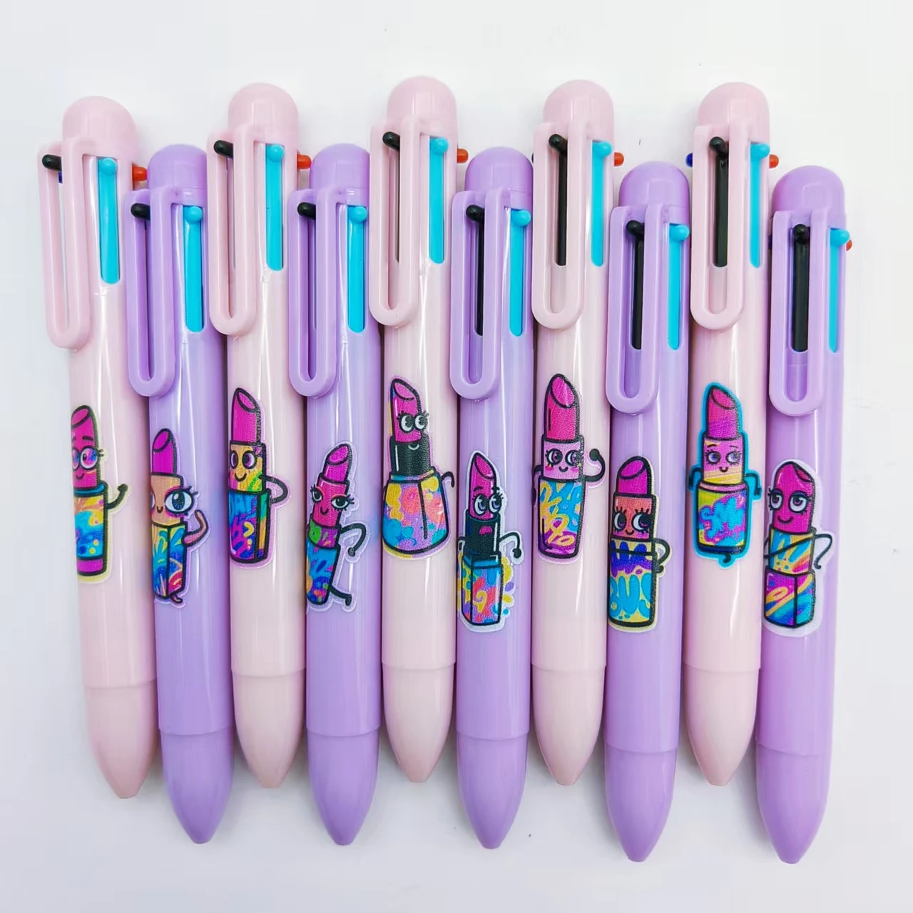 

3PCS/5PCS Europe and America makeup personalized lipstick pattern 6-in-1 ballpoint pen lipstick multicolor gift pen