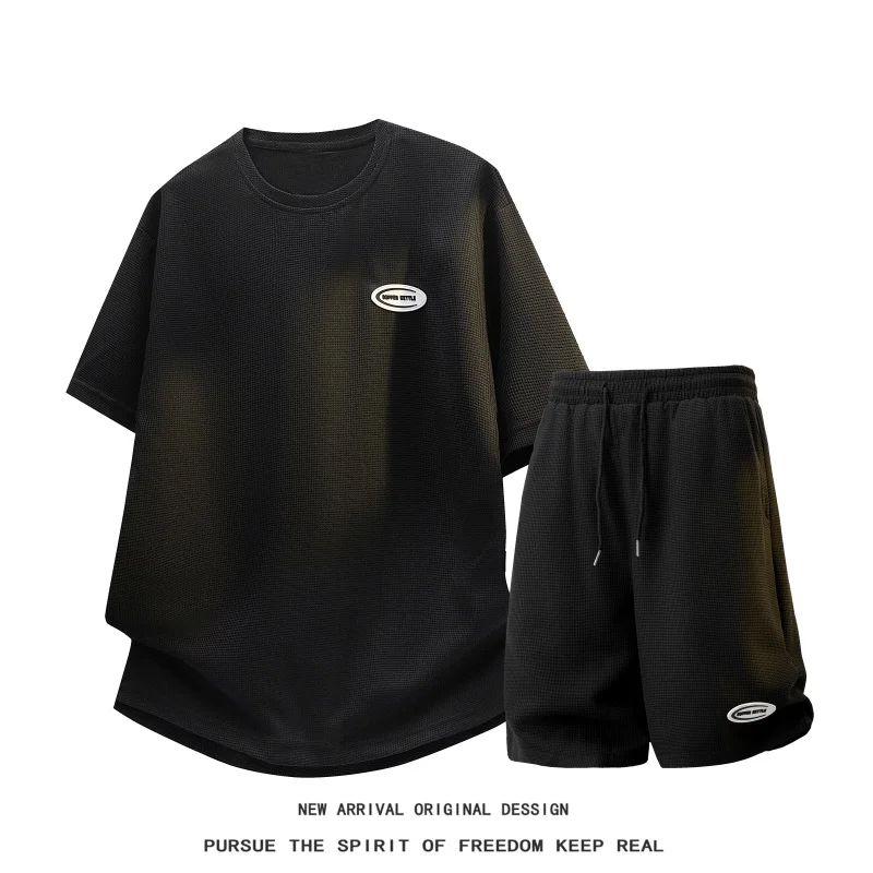 2026 New Summer Men Tracksuit Short Sleeve T Shirts And Shorts Two Piece Clothing Set Sport Suits Oversized Clothing Set M-5XL